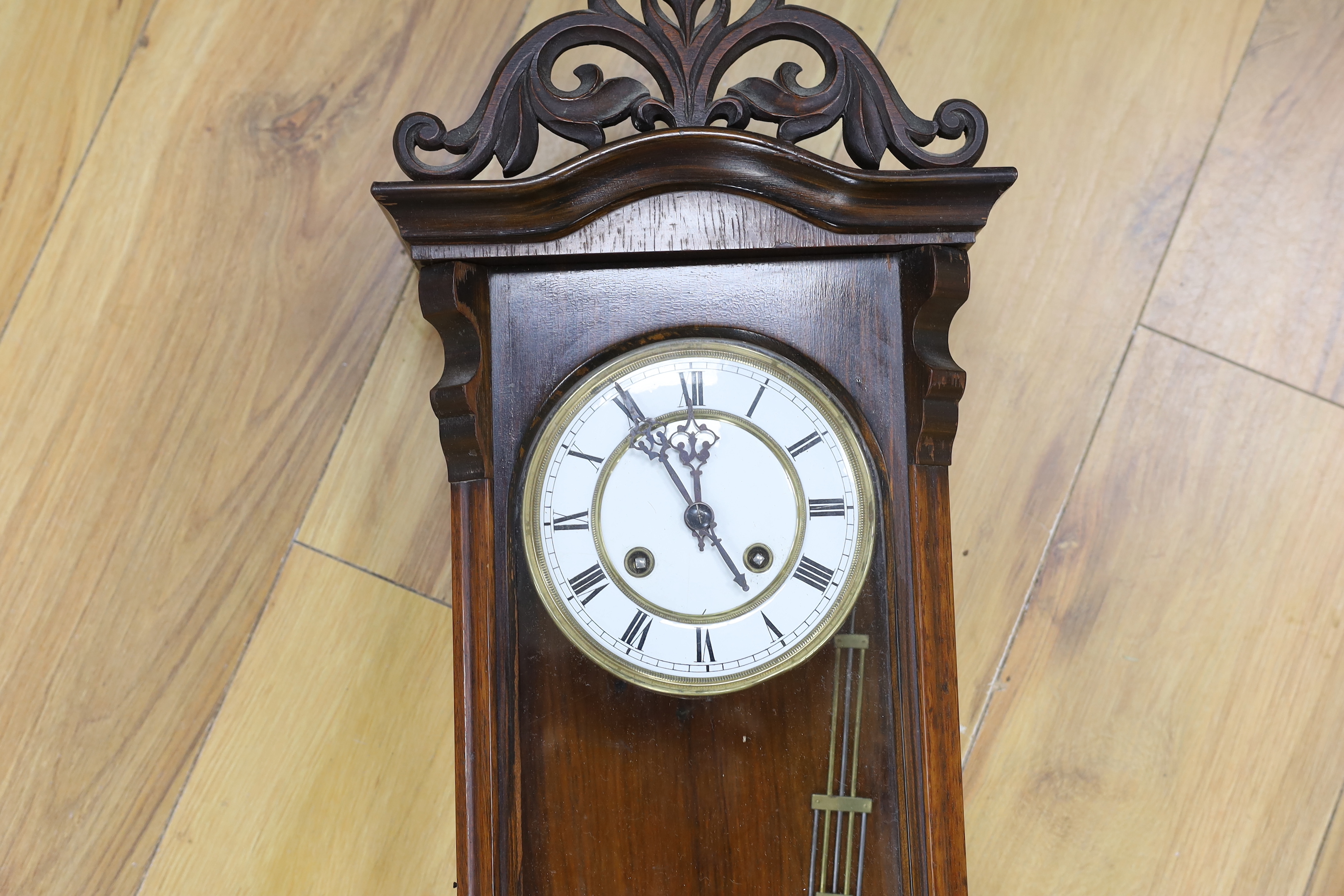 A late 19th century rosewood cased Vienna regulator, 81cm